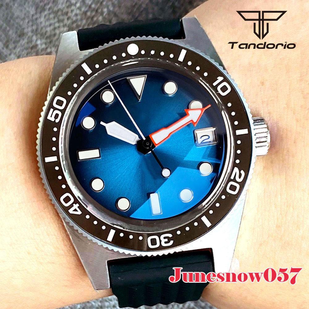Black Chapter Ring Red Sunburst Dial AR Sapphire 41MM Diver NH35A Auto Men Watch
