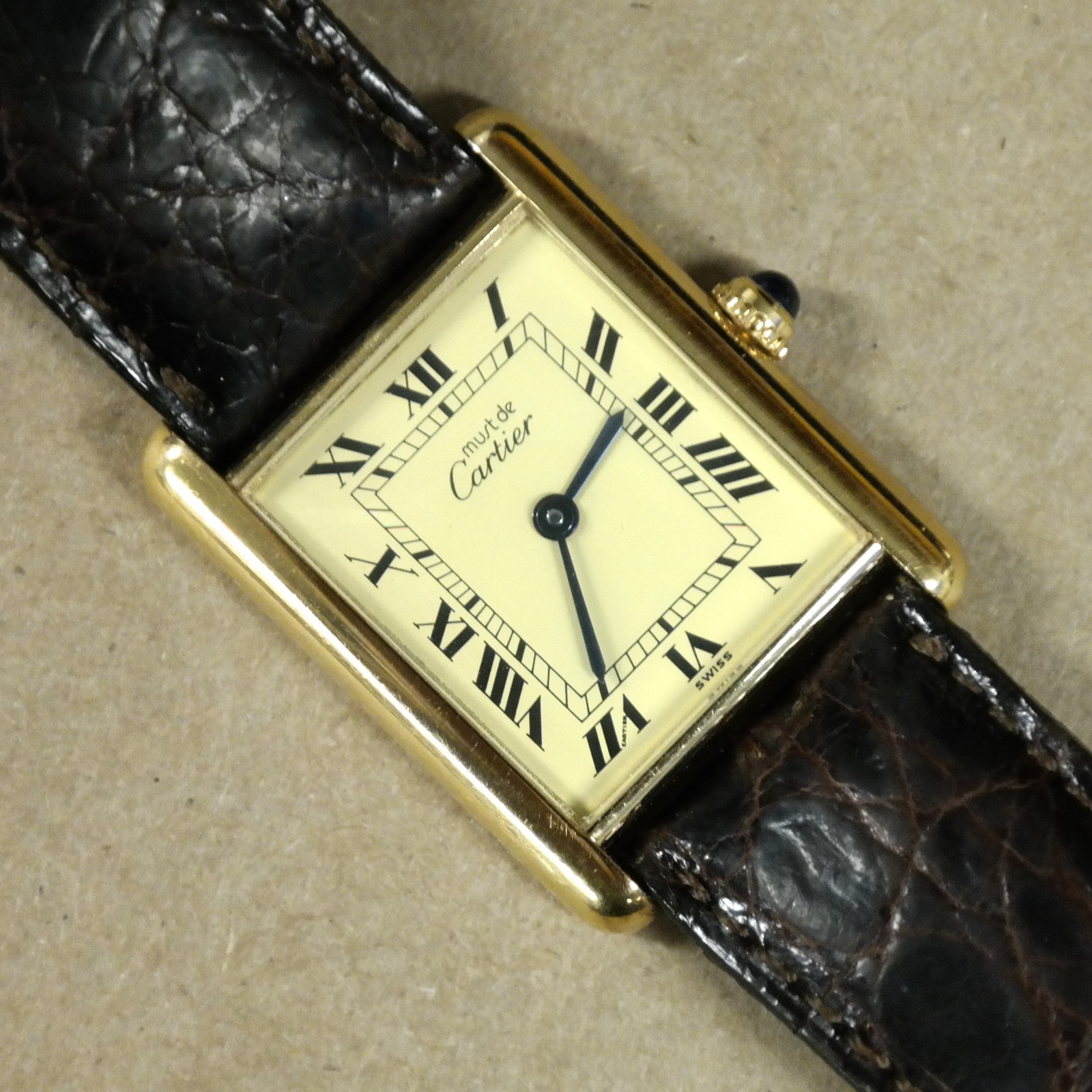 Must de Cartier Tank, Large Quartz Vermeil Model, Cartier “C” Buckle, Ref 1615