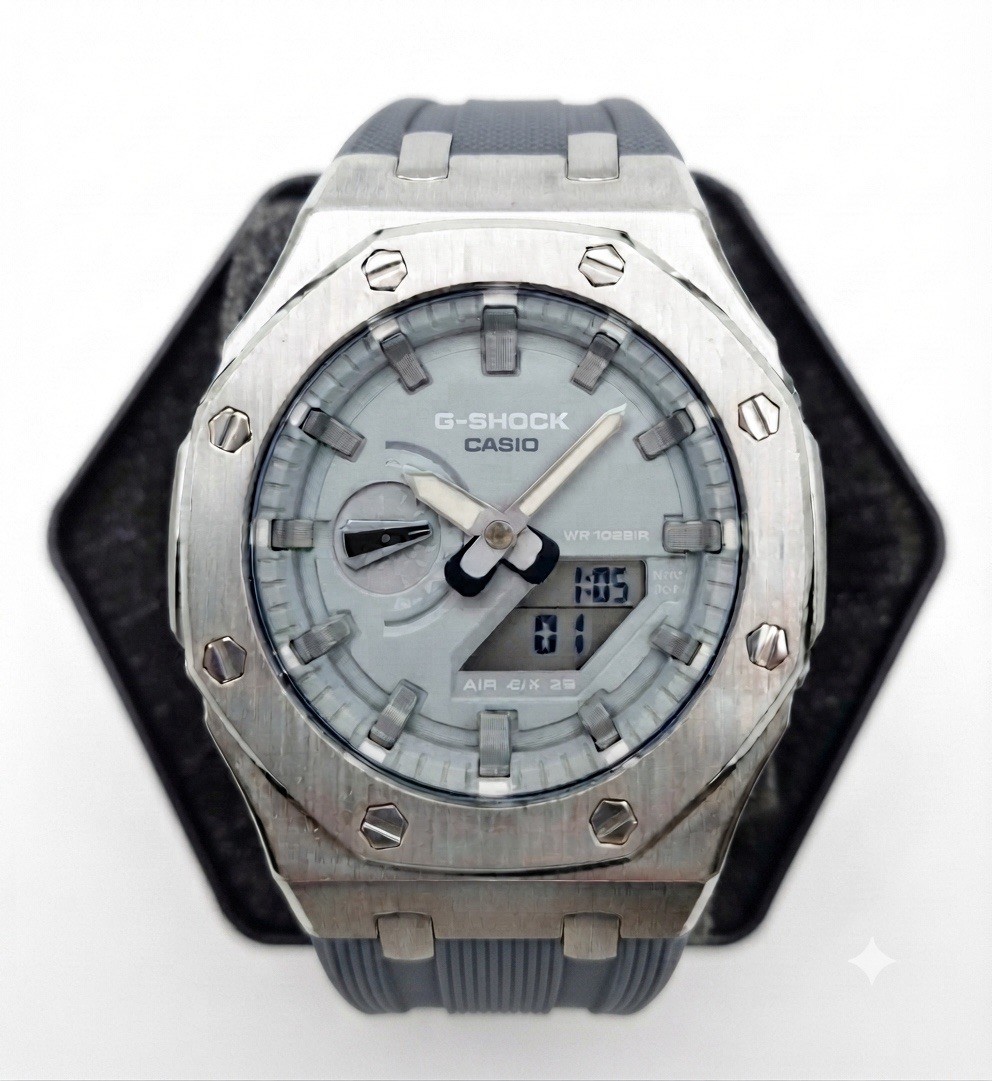 Men’s Watch Style Casio G-SHOCK Analog-Digital Octagon 200m Gray Dial