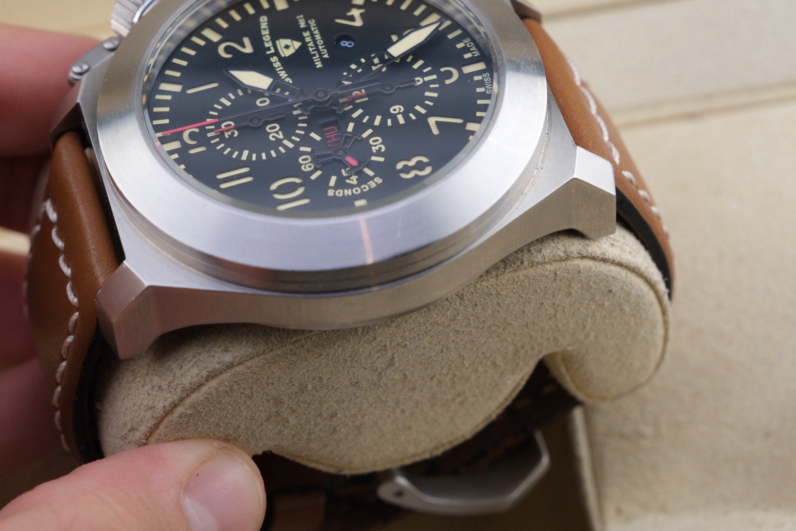 Swiss Legend Militare No1 Automatic Chronograph 45mm Black Dial Leather Working