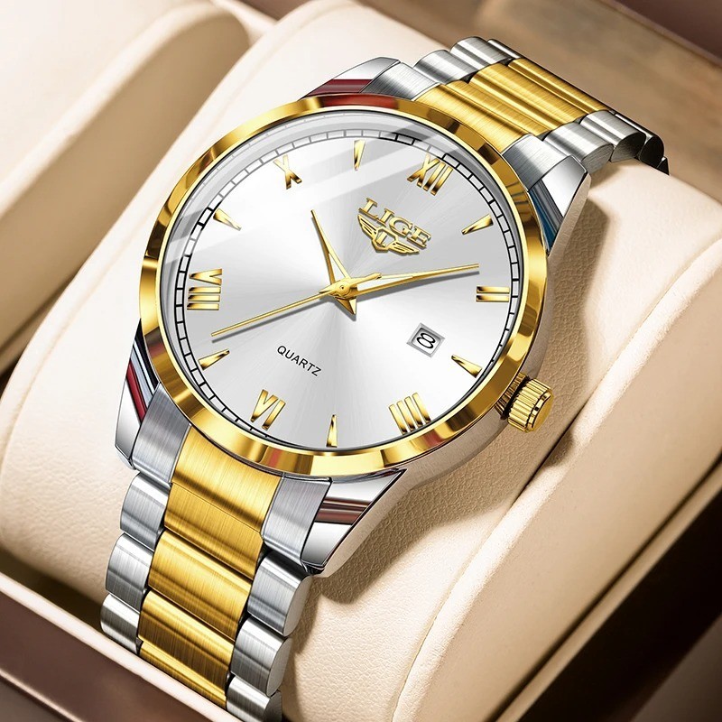 LIGE Original Fashion Watch For Men Stainless Steel Date Quartz Men Watch Waterp