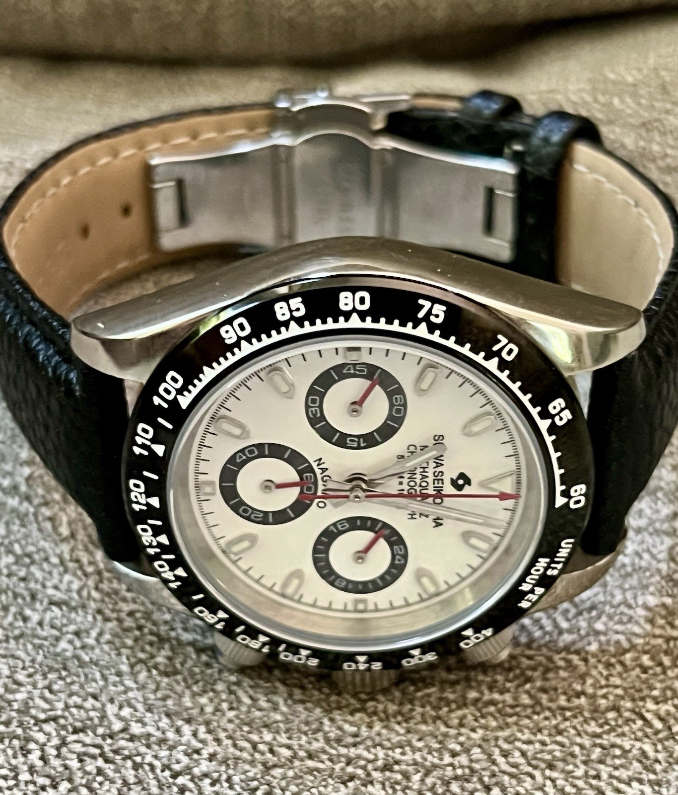 Custom Made, one-of-one Chronograph w/Seiko VK63 movement 40mm, Leather strap