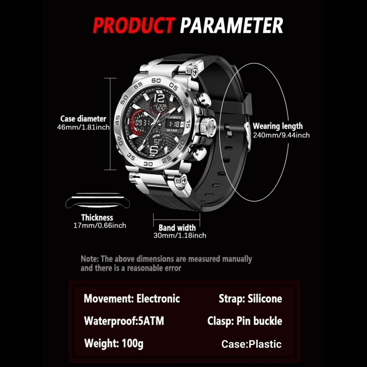 LIGE FOXBOX Men Watch Quartz Digital Analog Luminous Waterproof Boys Wristwatch