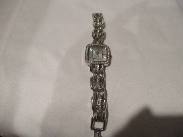 CELEBRITY 2 Tone Bracelet Watch International w/Rhinestones on Bracelet & Bezel