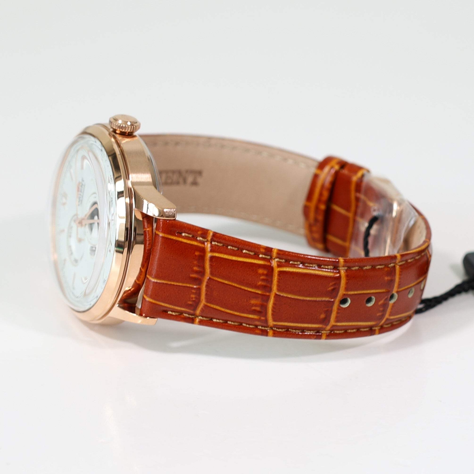 Orient Sun and Moon White Dial Men’s Automatic Rose Gold Tone Watch RA-AK0801S30