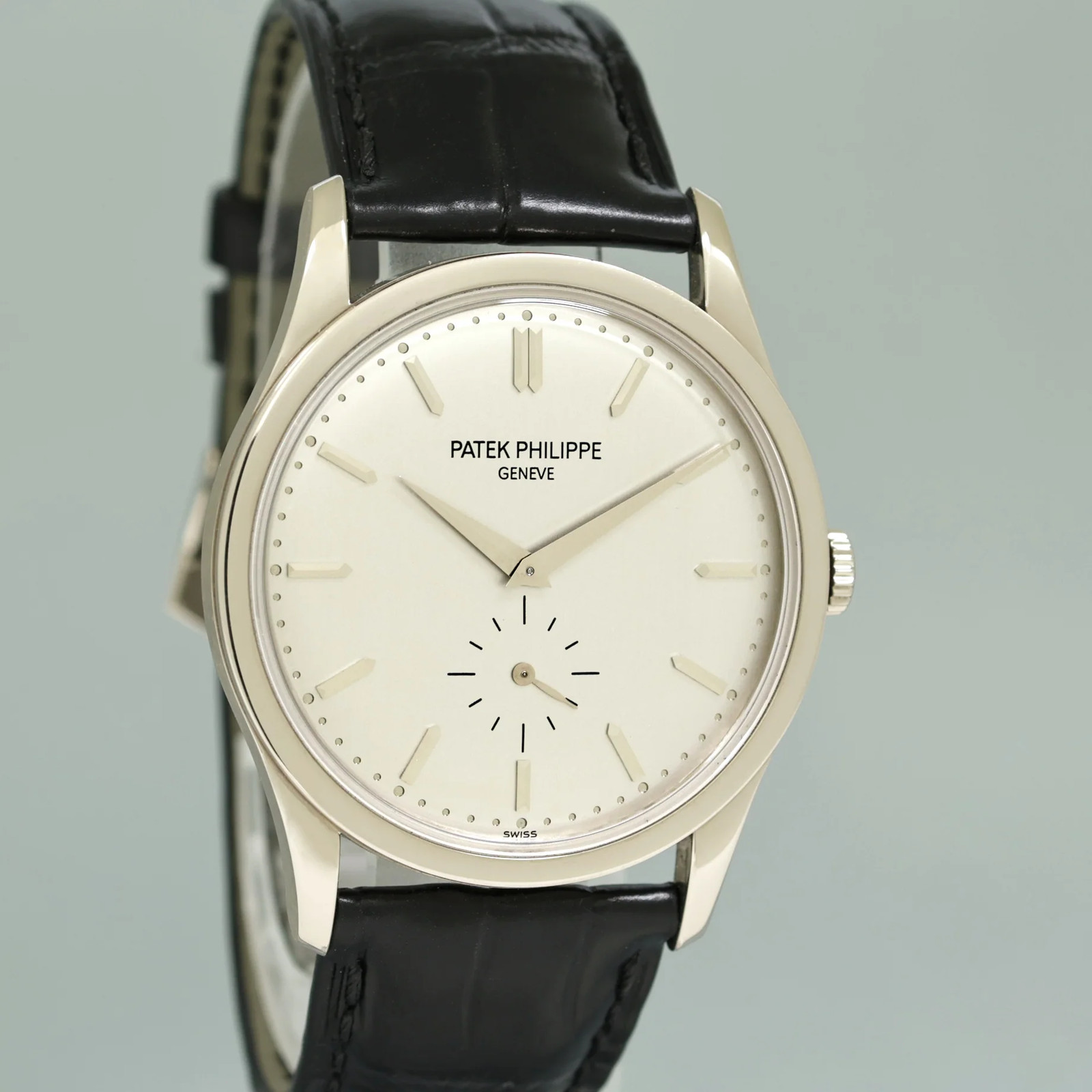 MINT Patek Philippe 5196G 37mm White Gold Calatrava Black Leather Watch Box