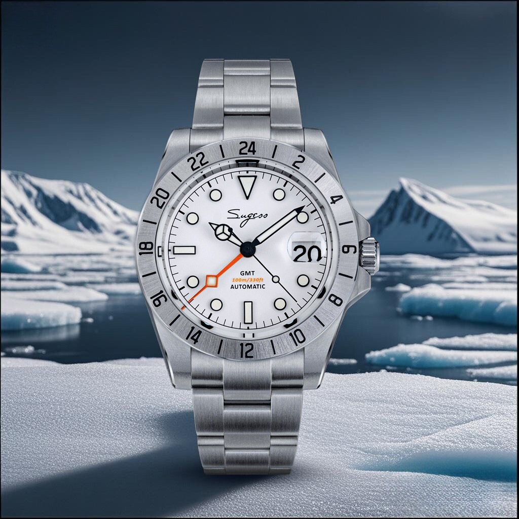 Sugess GMT Explorer, White, NH34, Sapphire, Lume, 100m Diver, Diving, BNIB