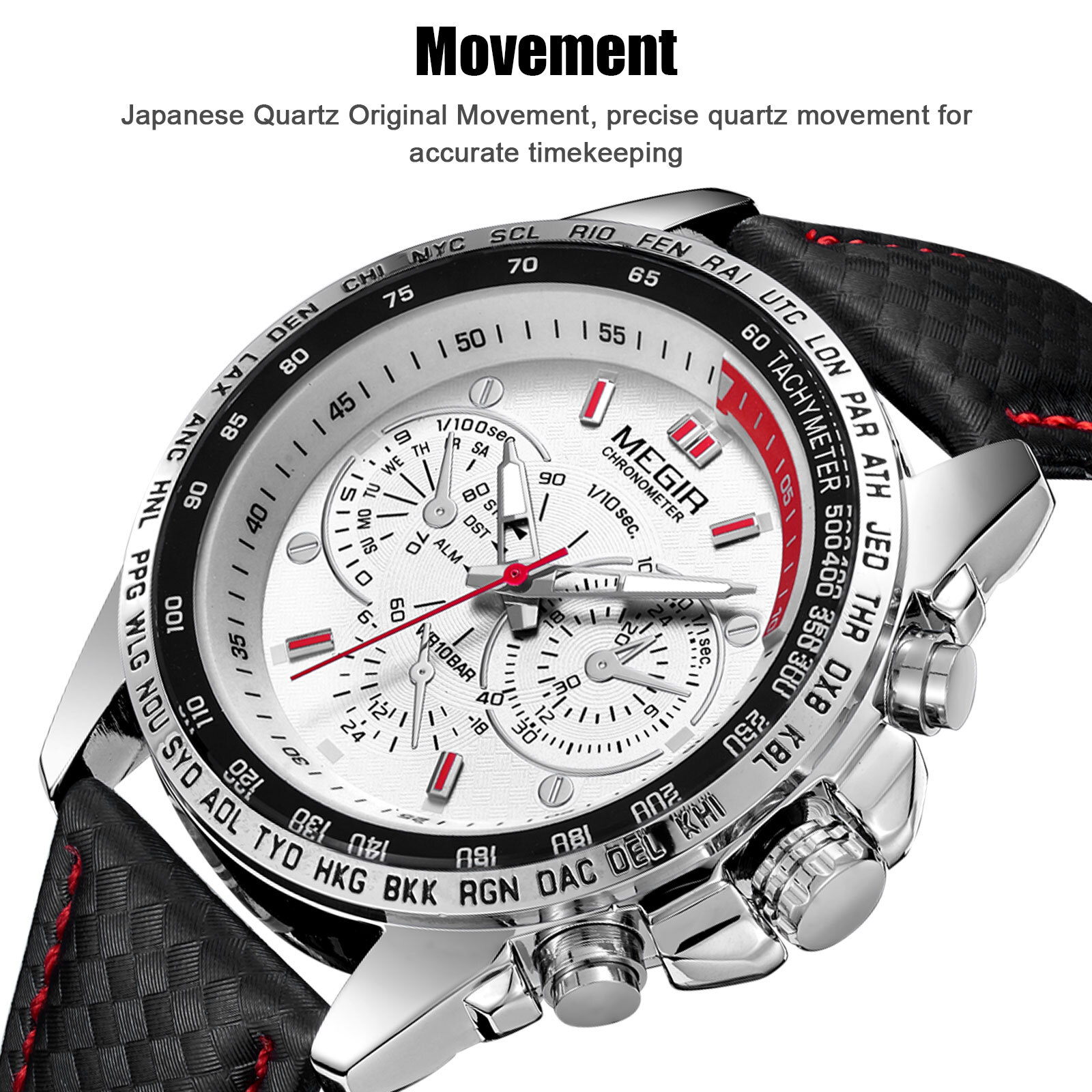 Waterproof MEGIR Men’s Stainless Steel Analog Sports Quartz Military Wrist Watch