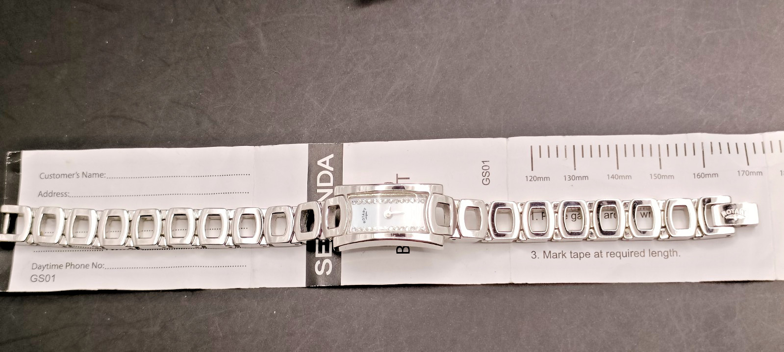 ROTARY Ladies Dainty Stainless Steel Rectangular Face Dress Watch VGC/Working