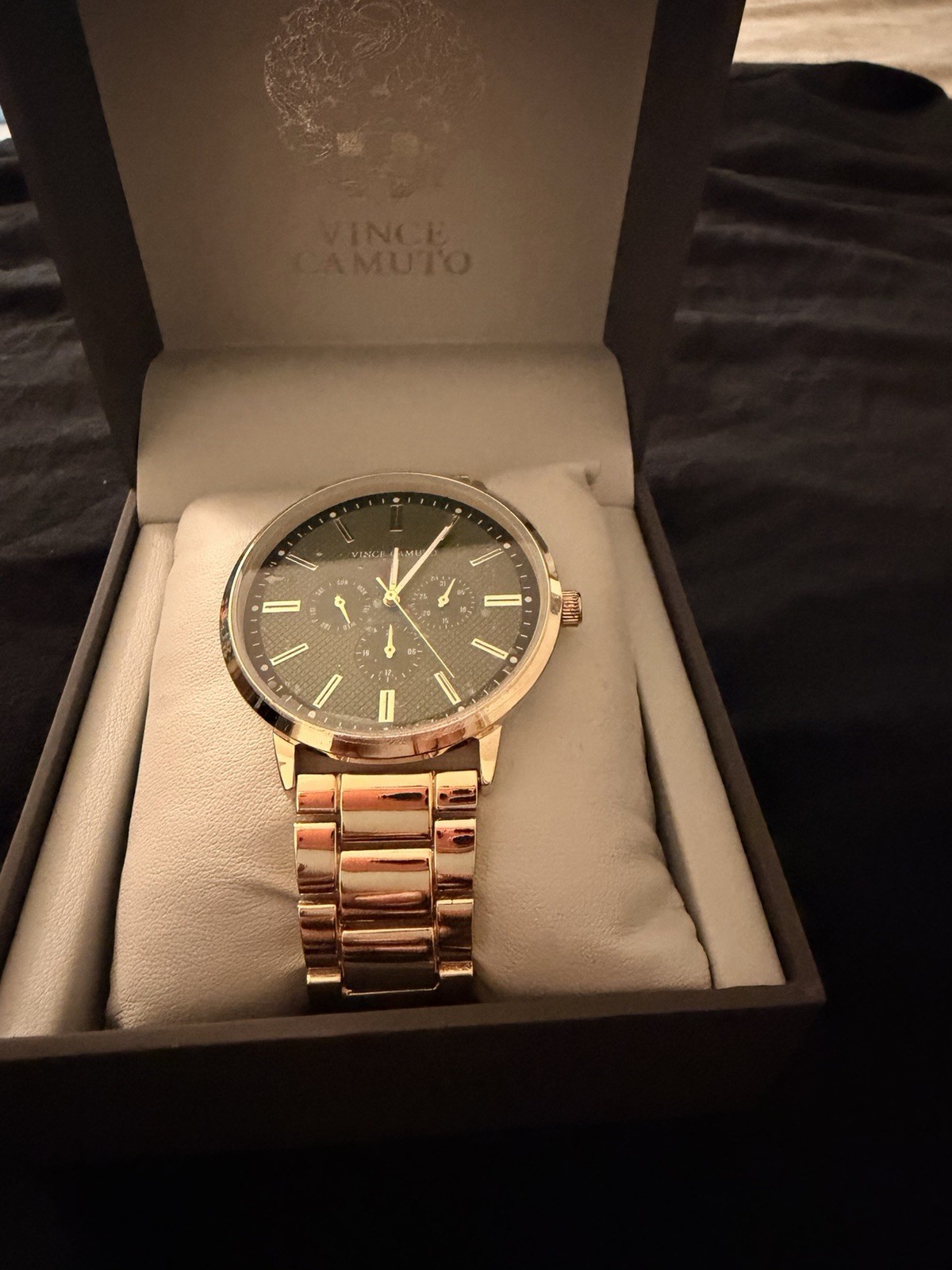 Vince Camuto Men’s Quartz Multifunction Date 24-Hr Rose Gold Bracelet 44mm