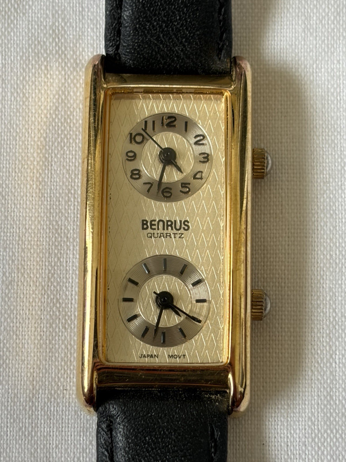 Vintage Benrus BN326 Women’s Dual Time Quartz Watch Two Movements 19mm