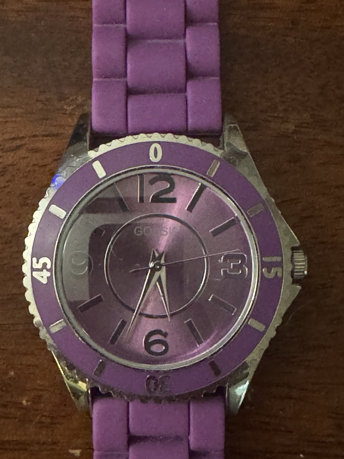 Gossip Women’s Quartz Analog Watch 40mm Purple Dial Rubber Strap Silver Case