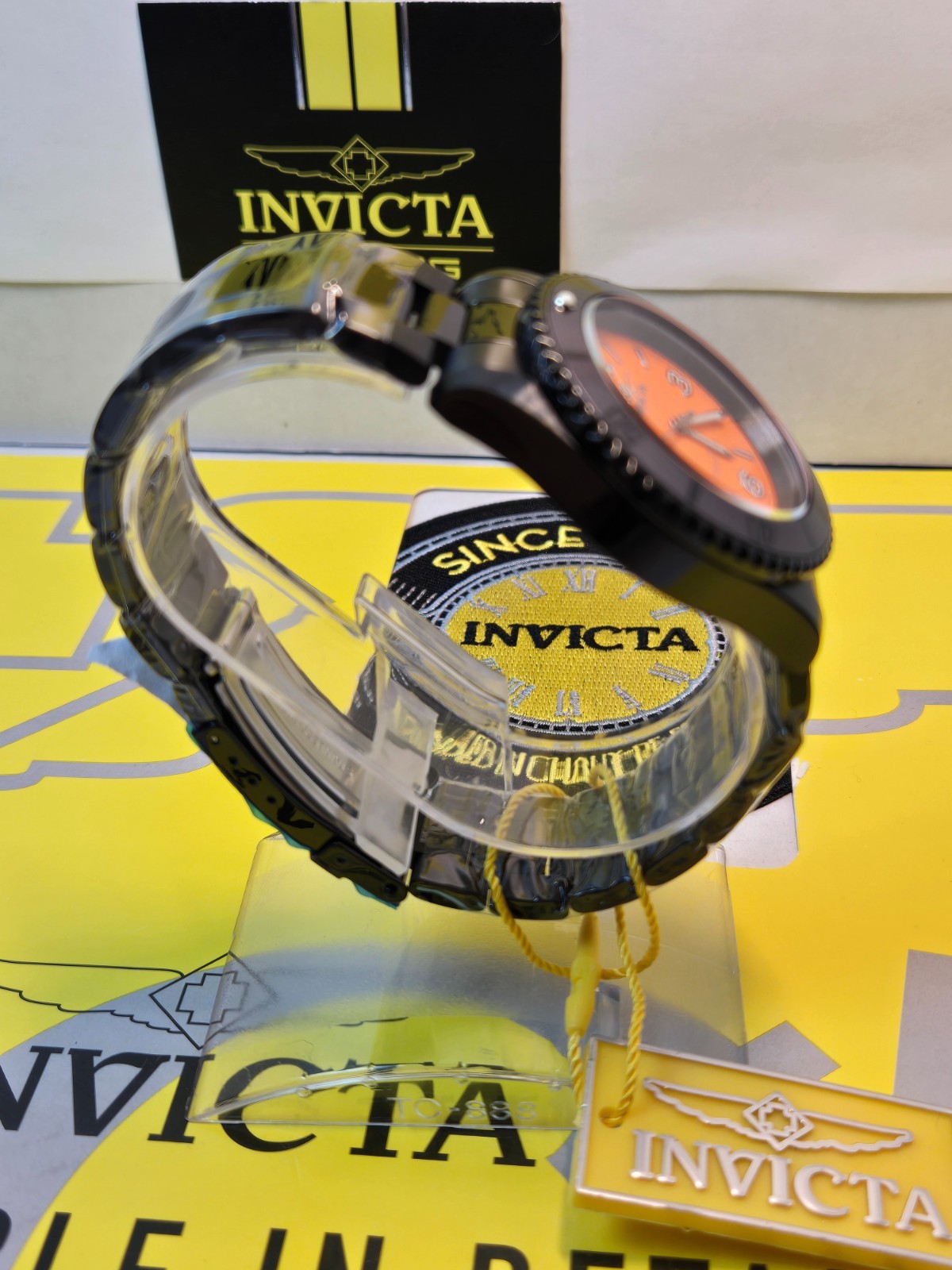 Invicta Specialty Men’s Watch 41mm Black with Black Bezel & Orange Dial NEW