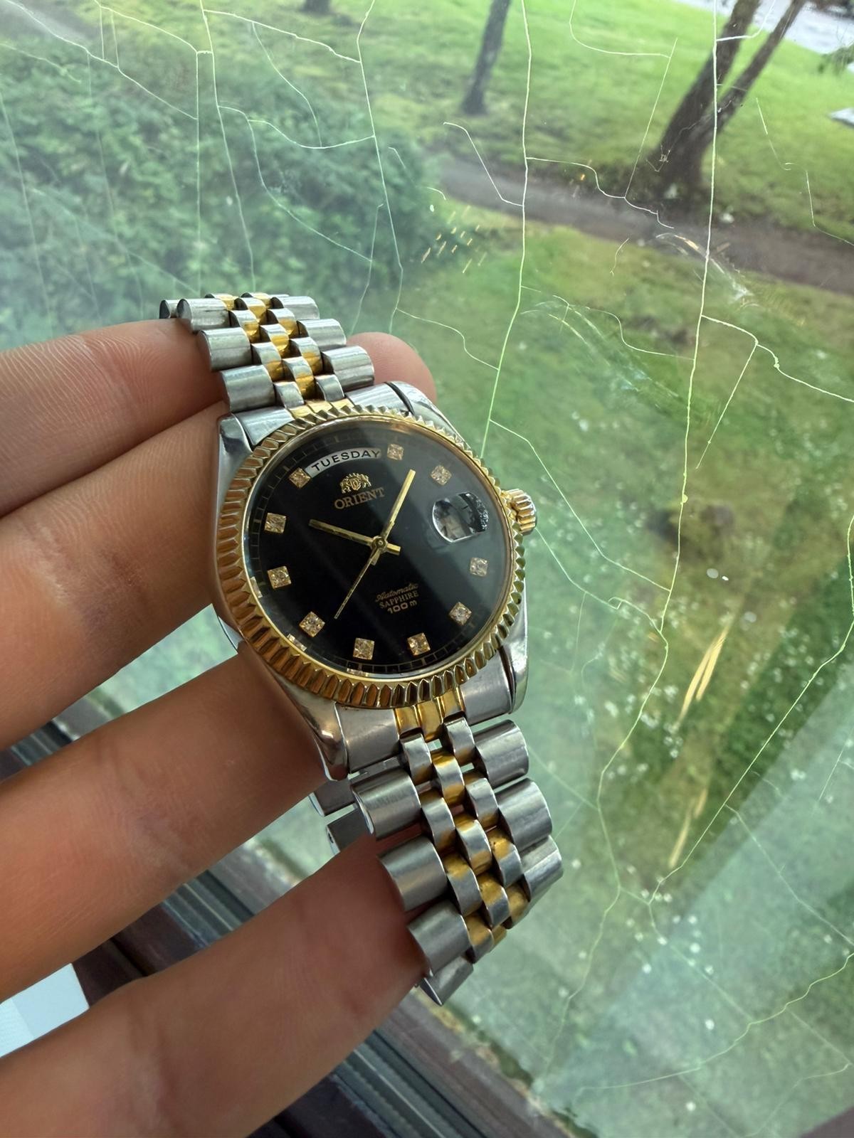 Orient President 100m Diamond Dial Jubilee Mens Watch Automatic 2/Tone 36mm