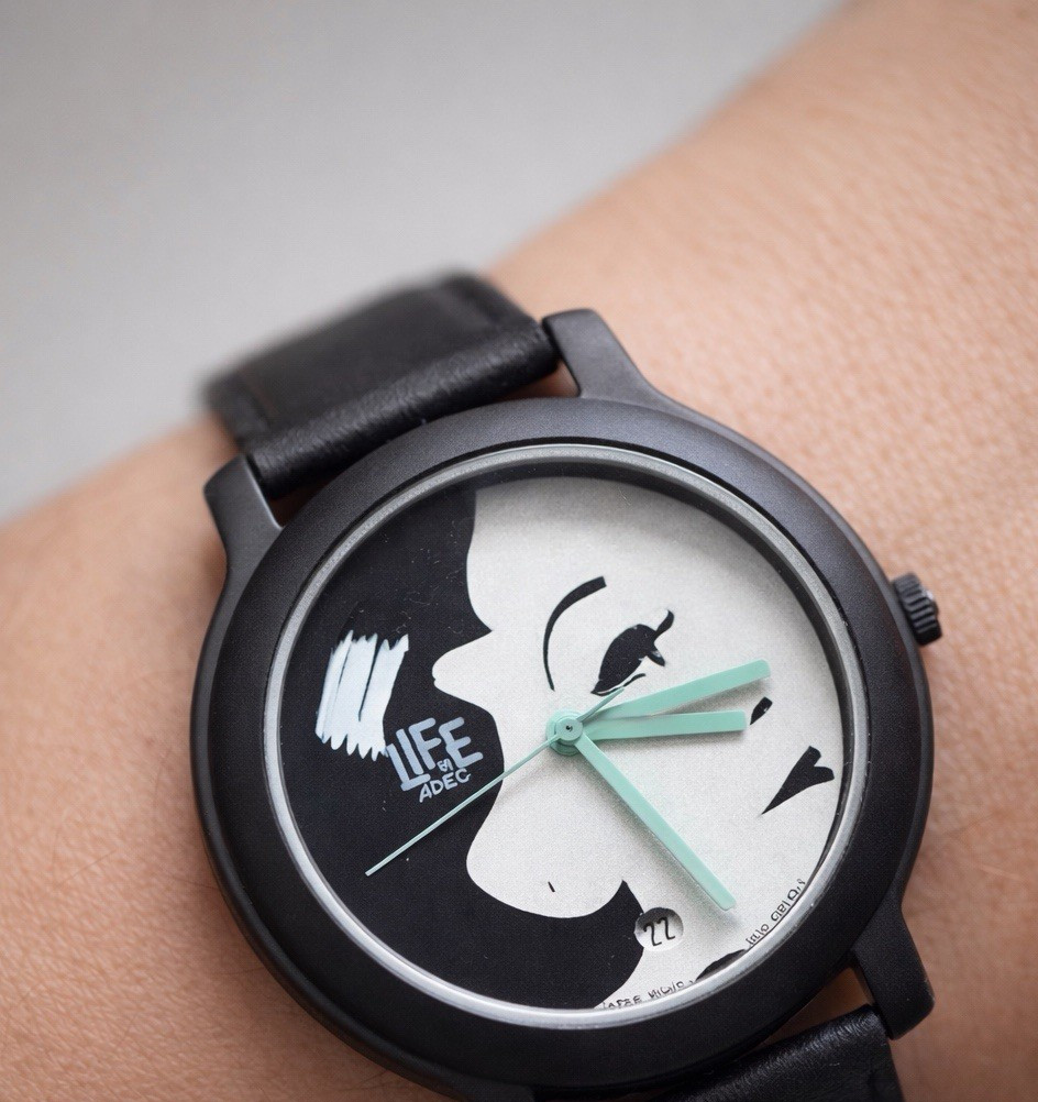 Flapper Girl Face Black White Abstract Art Deco Adec Citizen Quartz Watch FLAW
