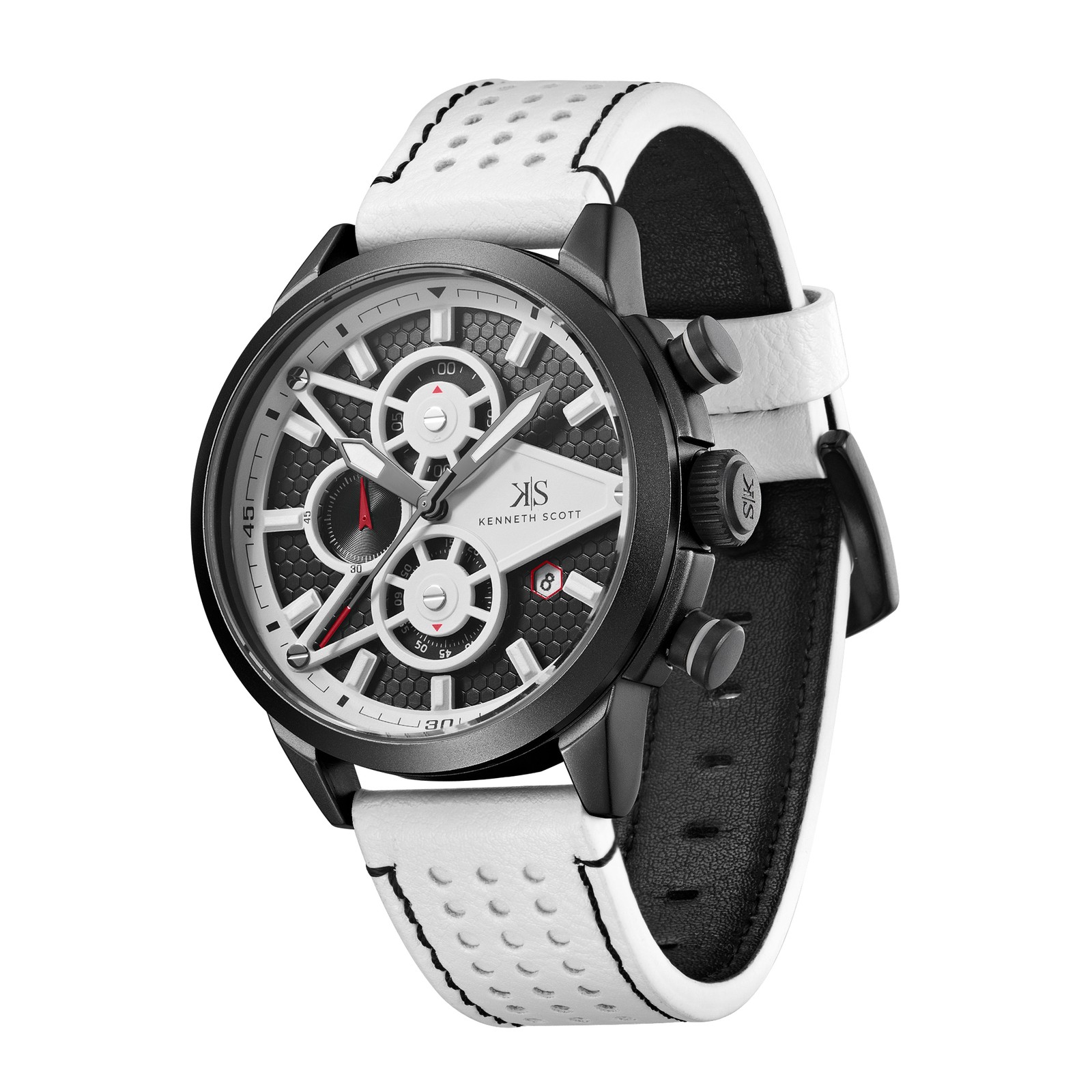 Kenneth Scott Men’s Chronograph Watch | Black Dial, 45mm, 30 m (3 ATM)