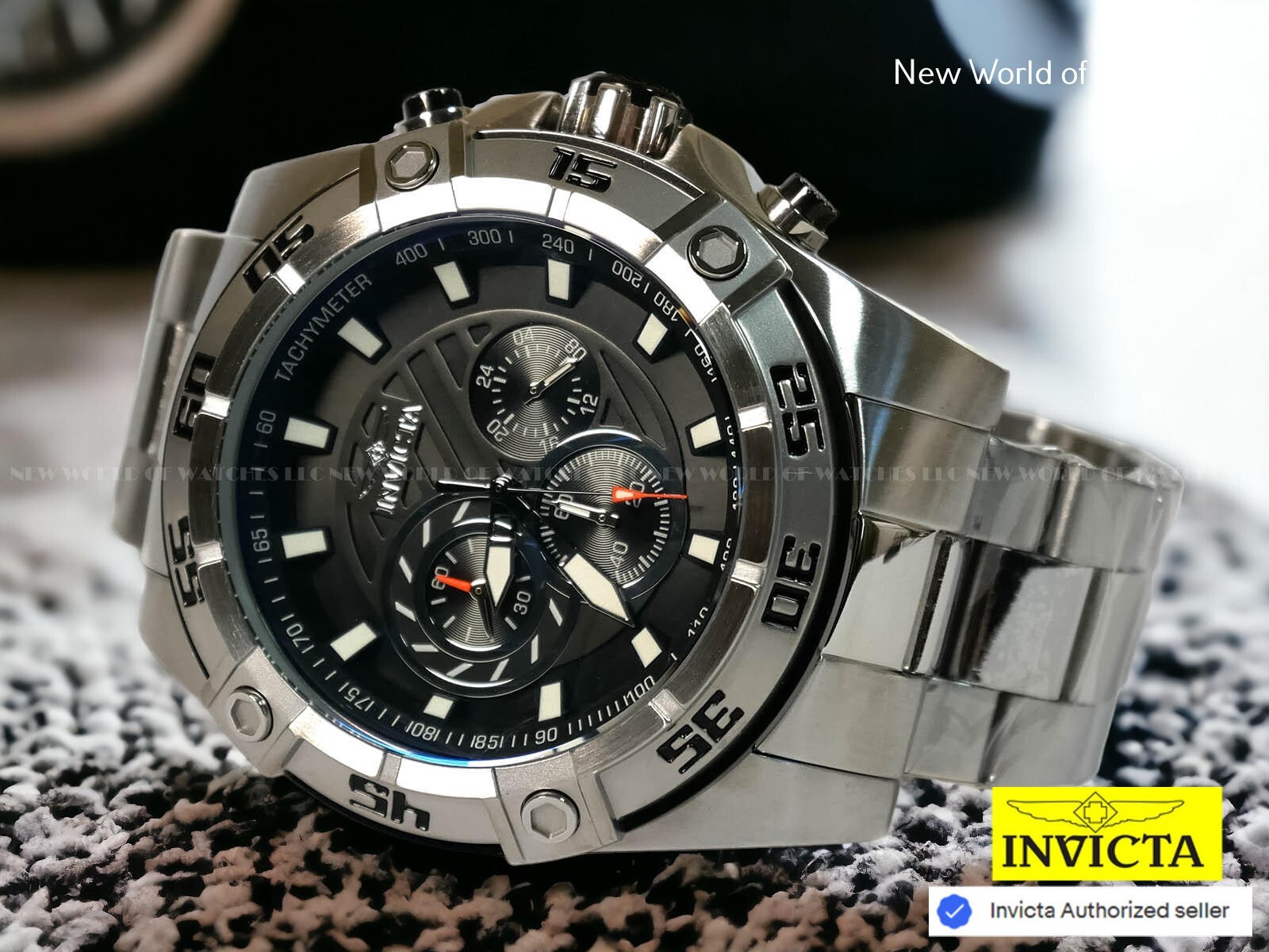 Invicta Men’s Speedway Chronograph 52mm Black Dial Stainless Steel Band Watch