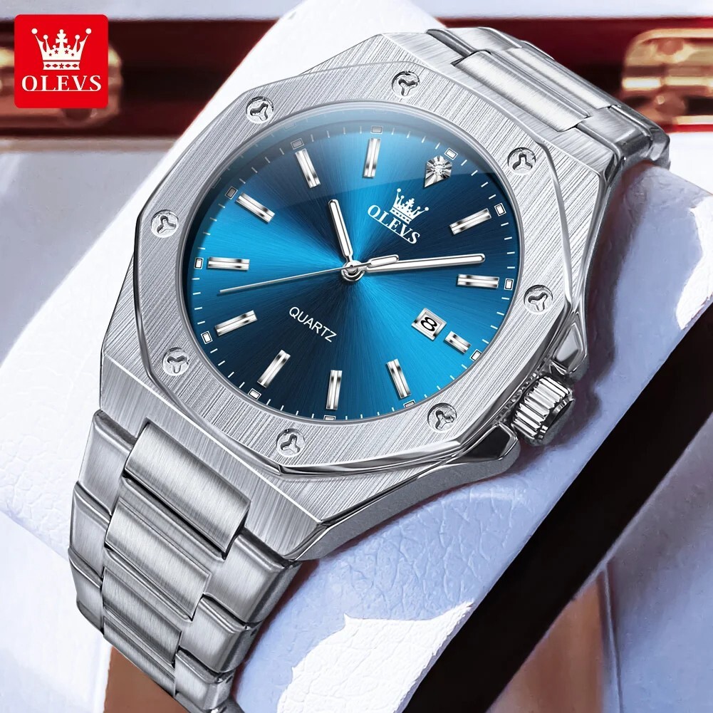 Waterproof Quartz Luminous Luxury Watch OLEVS Men Business Date Strap Men’s