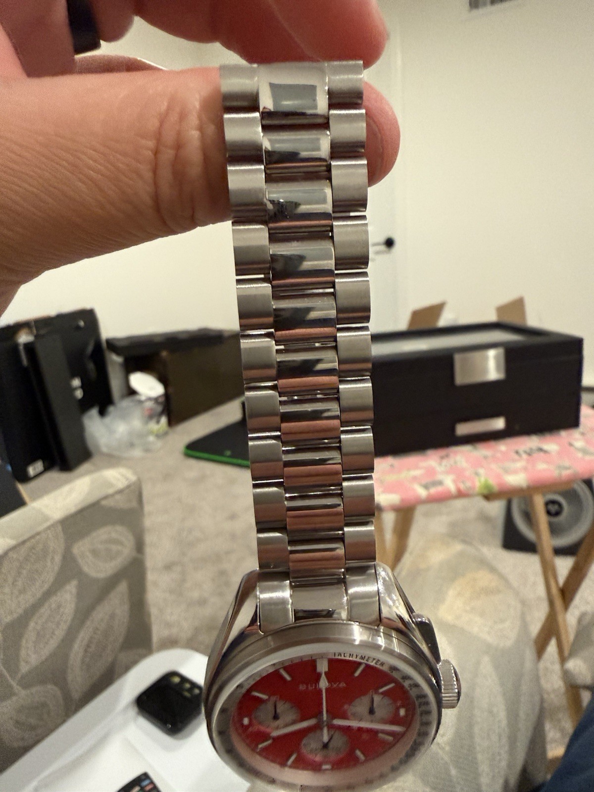 Bulova Lunar Pilot Red Dial Quartz Chronograph 43mm Tachymeter NASA Box