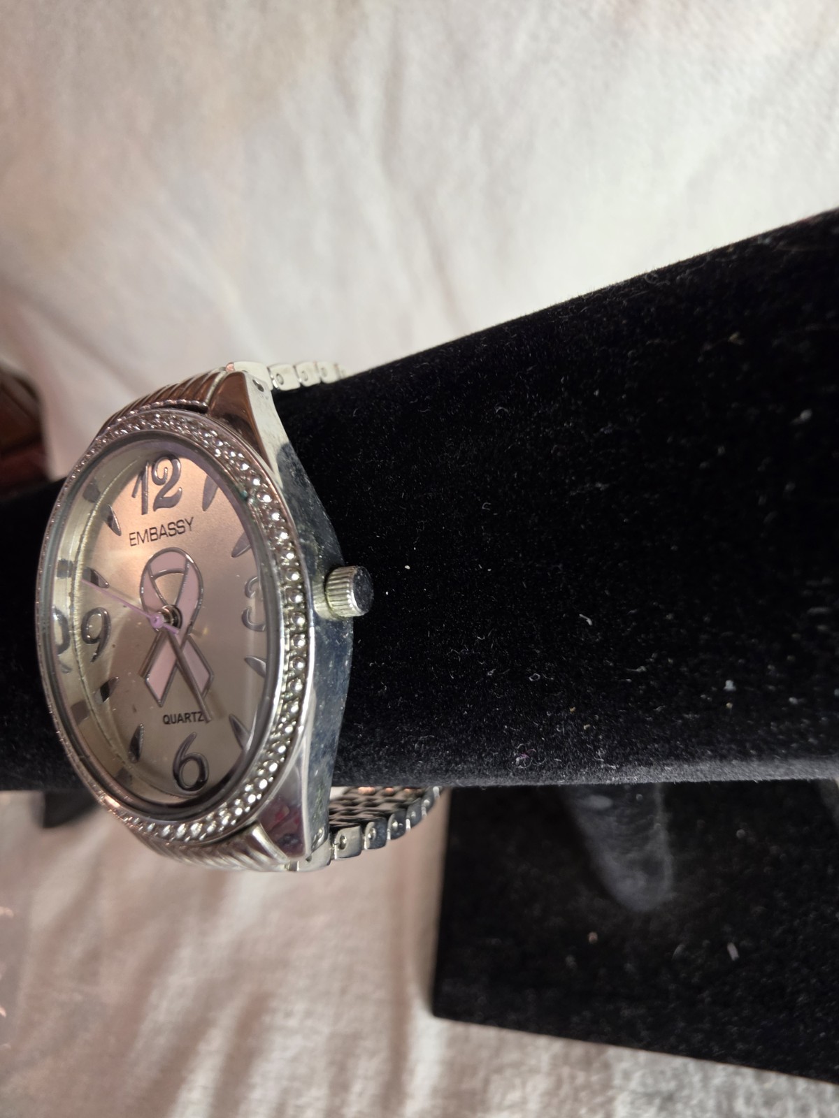 ​Embassy Pink Ribbon Breast Cancer Awareness Women’s Watch Silver Tone EM3522L