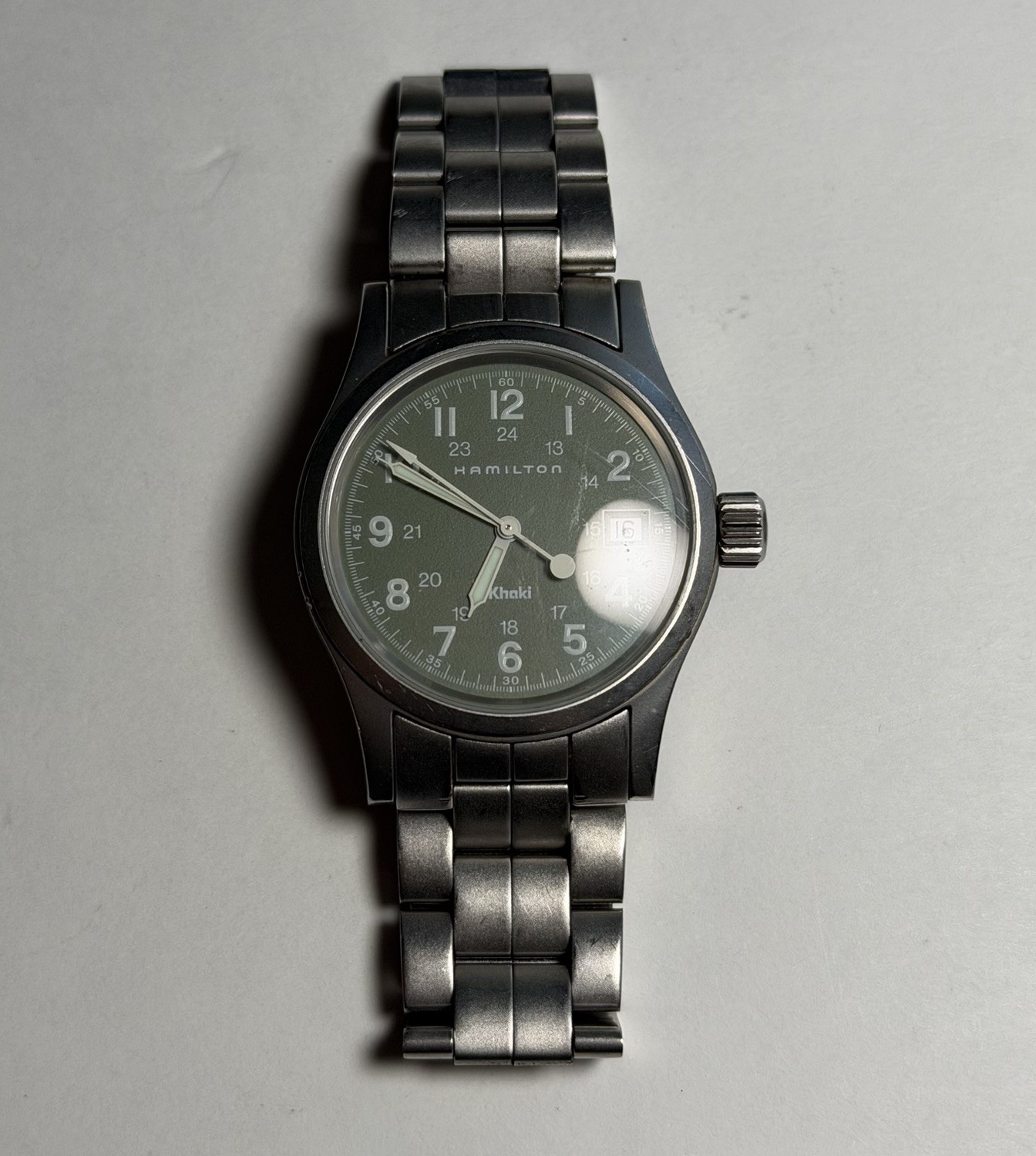 Hamilton Khaki 36mm Green Dial S.S Band Date Quartz Men’s Watch
