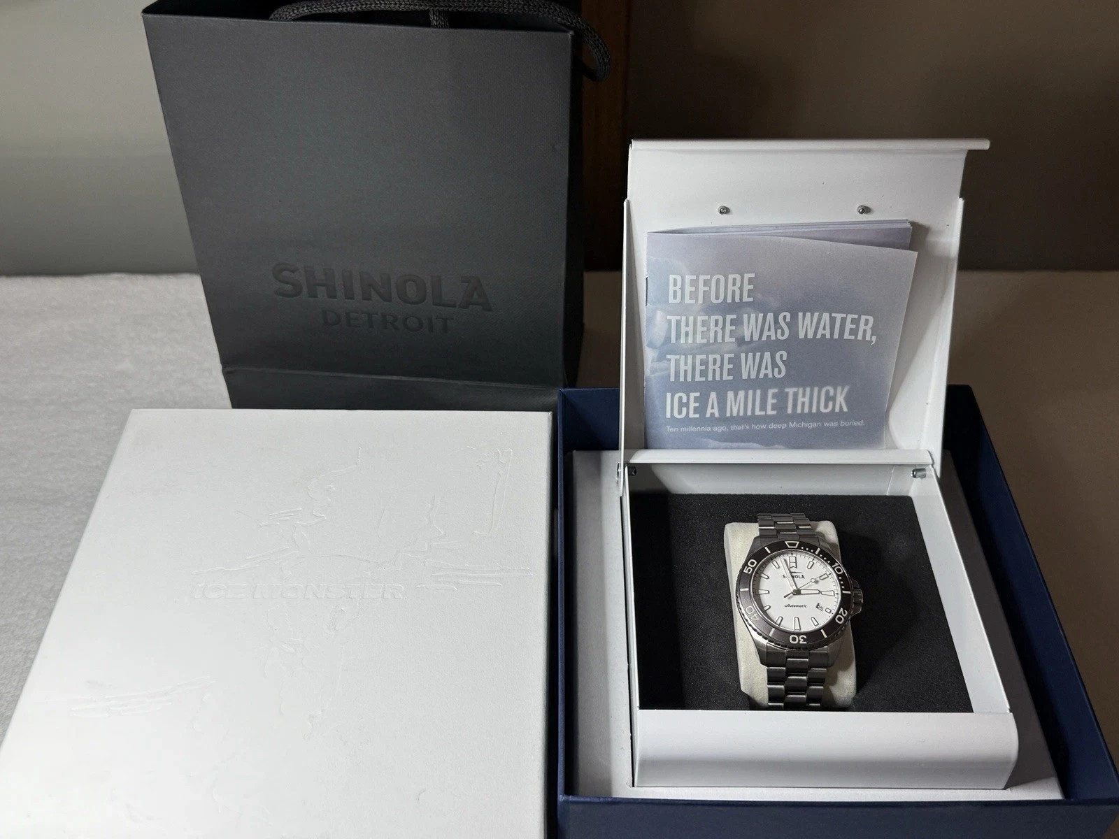 Shinola Ice Monster Automatic Titanium 43mm Watch 300m Water Resistant w/ Box