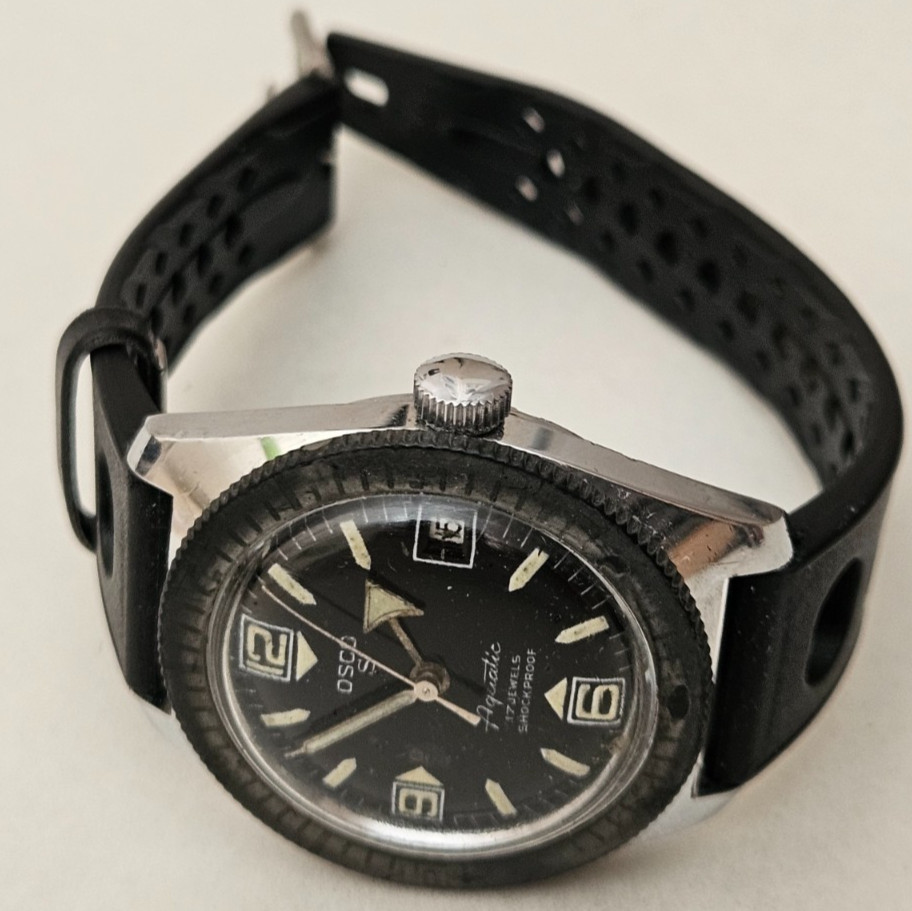 OSCO AQUATIC 36mm Mechanic Cal. Men’s Vintage SkinDiver Watch OS In House 1960