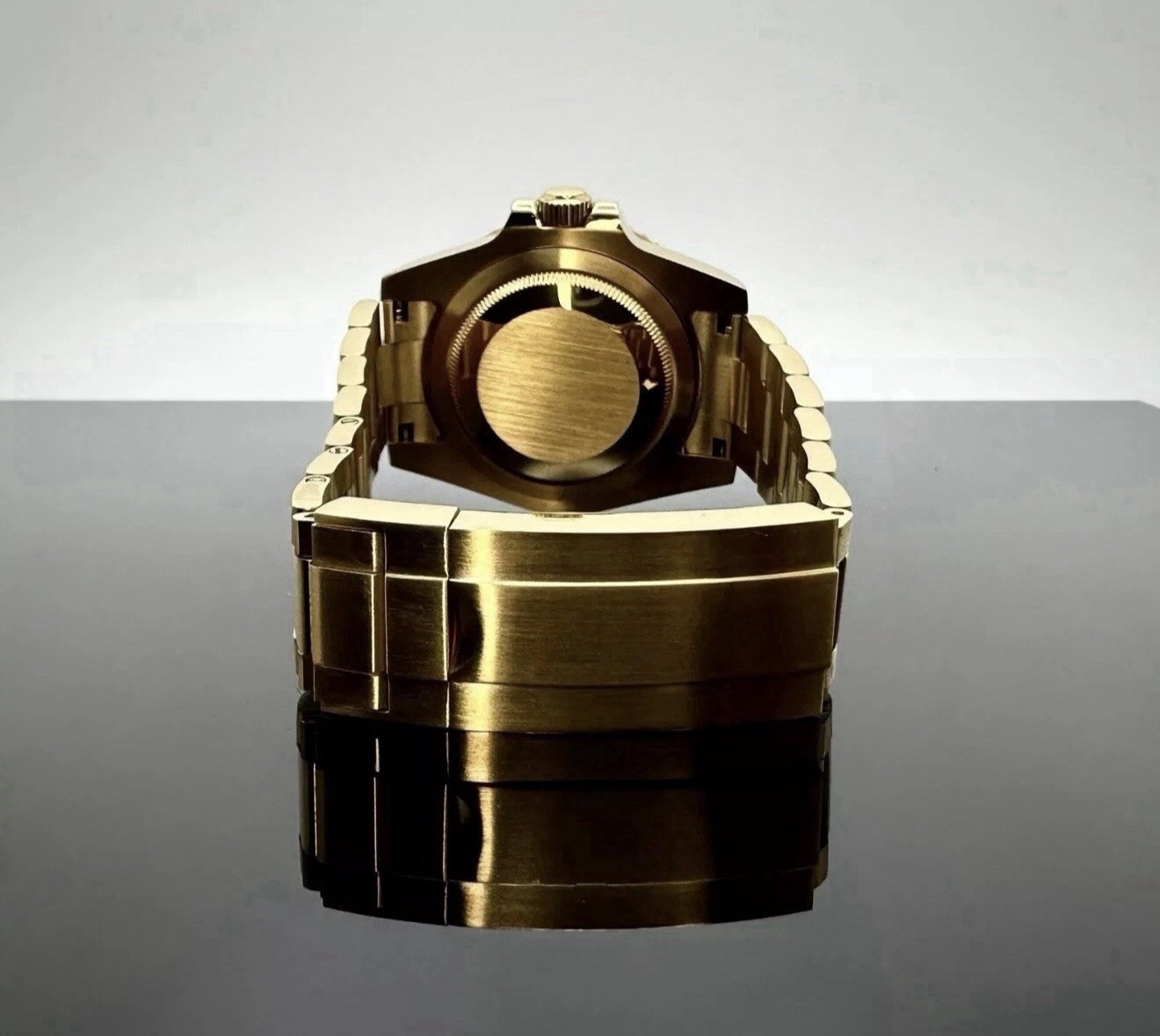 Custom 40mm GMT Style Black Gold Mod Watch Gold Case & Band w/ NH34 Automatic