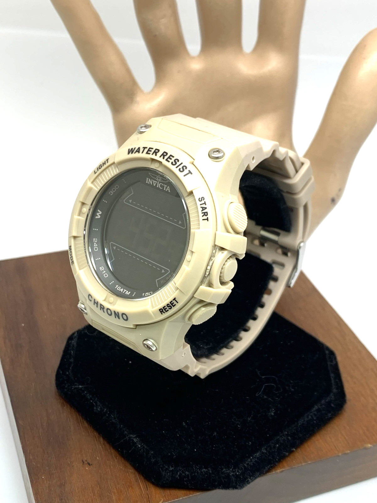 Invicta Racing Men’s Watch 47526 Quartz Digital Light Brown Resin Strap 52mm