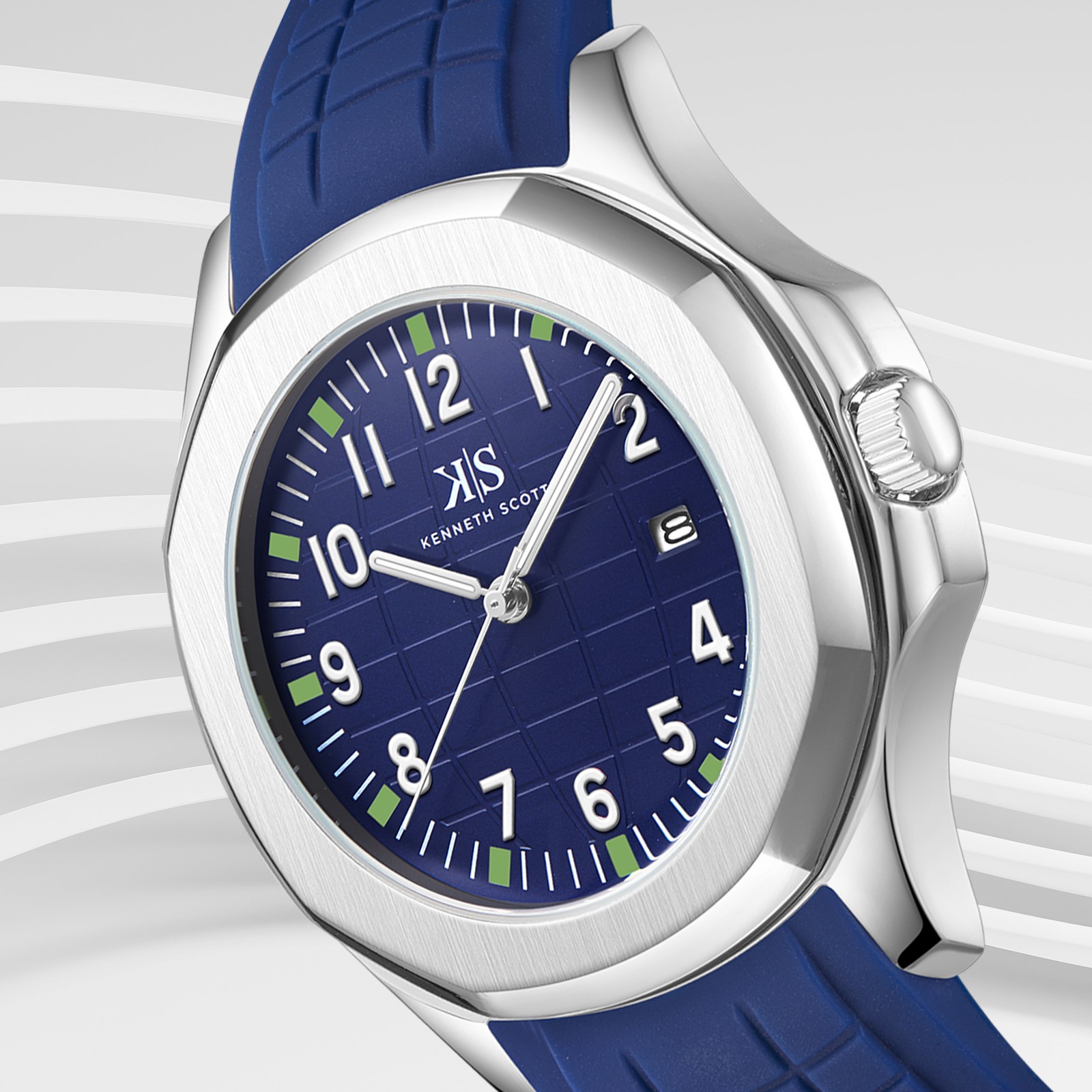 Kenneth Scott Men’s Analog Watch | Blue Dial, 45mm, 30 m (3 ATM)