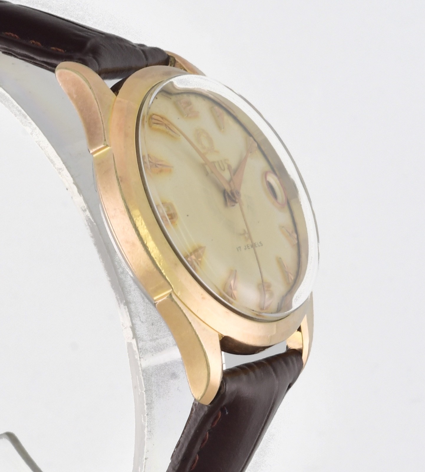 Vintage TITUS 17 Jewels Automatic Date Rose Gold All Swiss Wrist Watch –