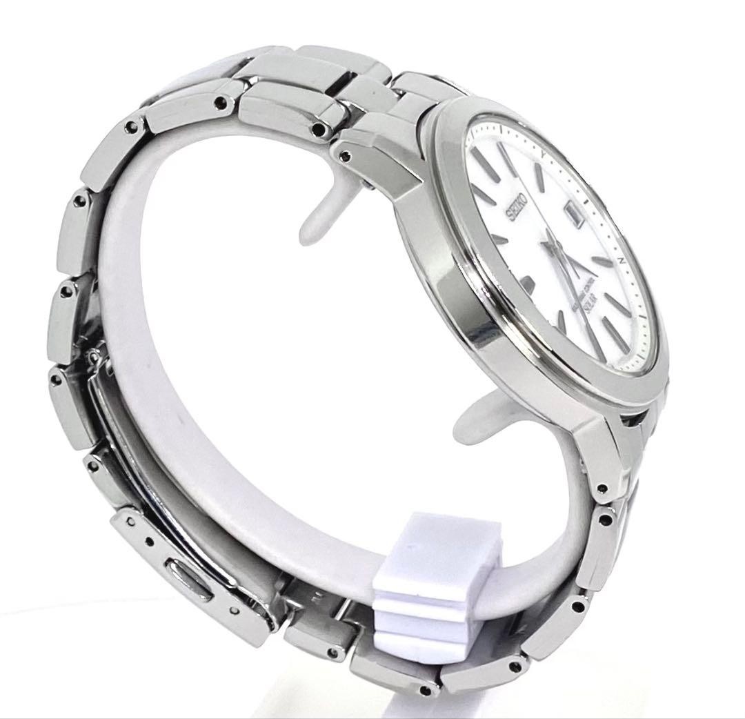 SEIKO 7B52 Solar Radio Watch White Dial Silver Hands