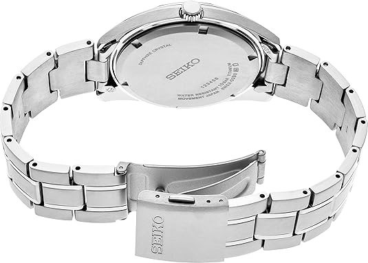 Seiko Classic Men’s Quartz Watch Blue Dial Grey Titanium Saphire Crystal SUR373