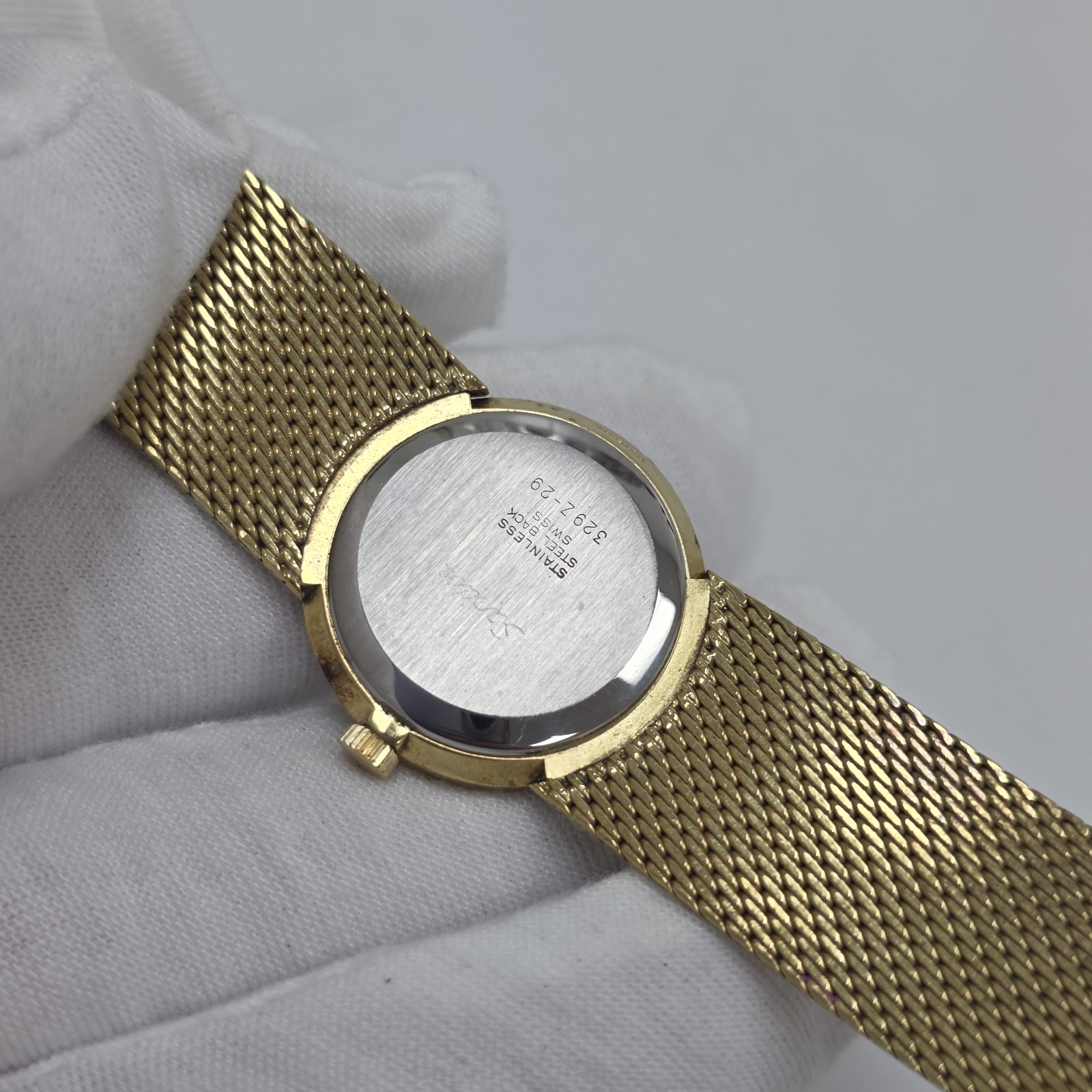 Vintage Elegant Sandoz Ladies Dress Wrist Watch Rhinestone Gold Tone 17J Swiss
