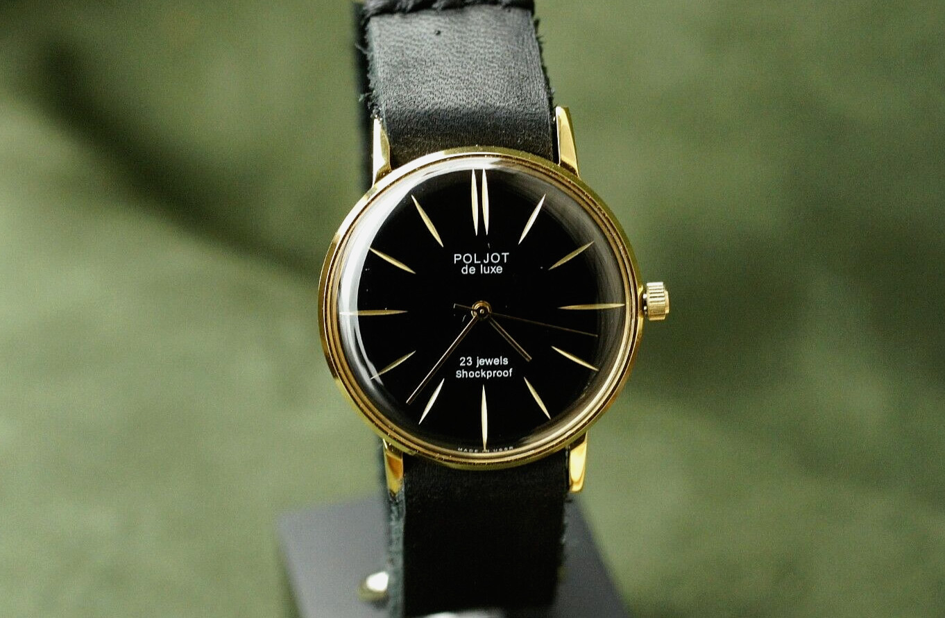 POLJOT Watch De Luxe Luxury Ultra SLIM Mechanical leather strap Men’s Vintage