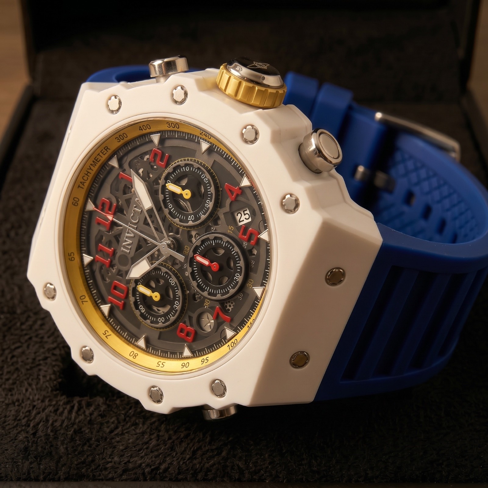 Invicta Racing Vaulthan 69666 Men’s 44mm Blue Silicone Skeleton Dial Watch New