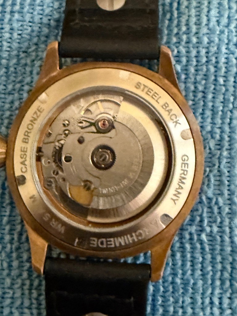 Archimede 39mm Pilot’s Watch B, Leather Strap, Exhibition Back