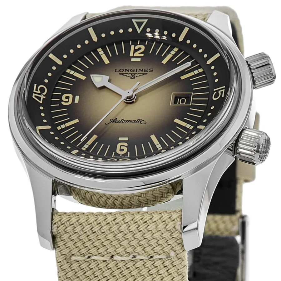 New Longines Legend Diver Beige Dial Fabric Strap Women’s Watch L3.374.4.30.2