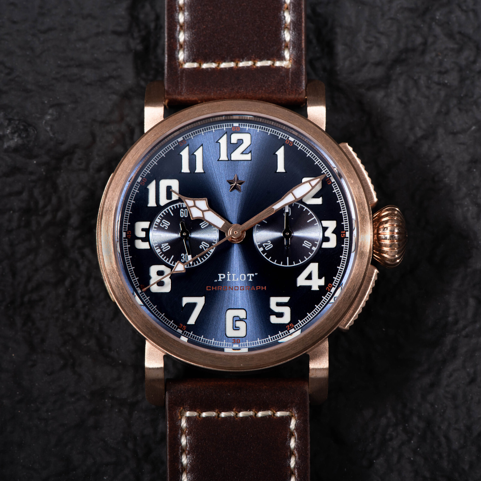 Sugess PILOT MASTER Chrono CuSn8 Bronze Mechanical Watch Seagull 1963 SUPILOT009