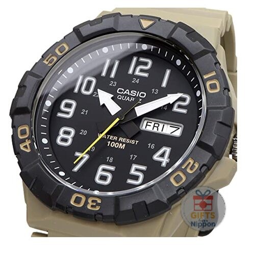 Casio MRW-210H-5AV Men’s Big Face Quartz Watch Khaki Resin Band 10ATM New