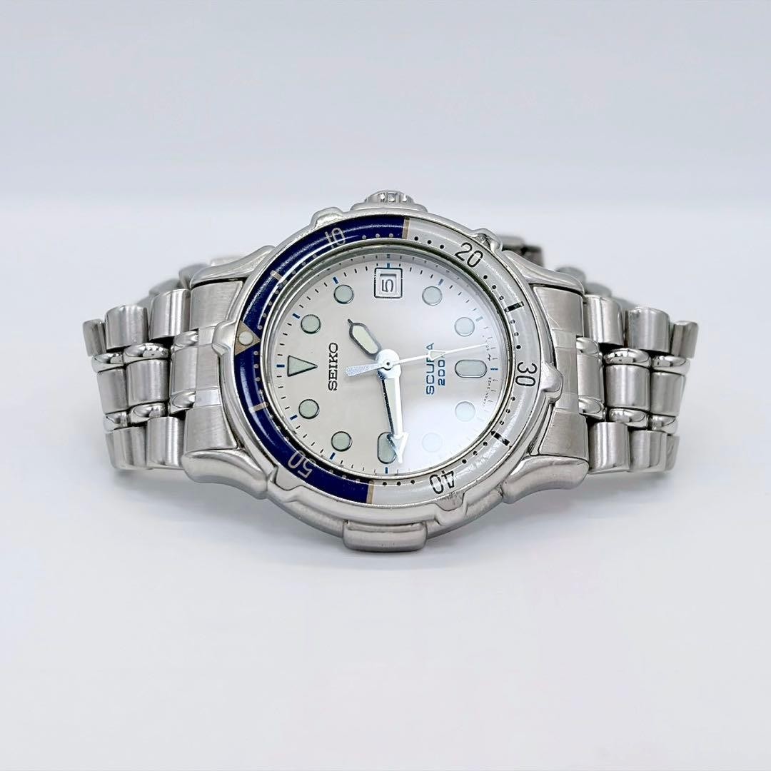SEIKO 5H25-6050SCUBA Diver’s Watch Silver Blue Used Japan