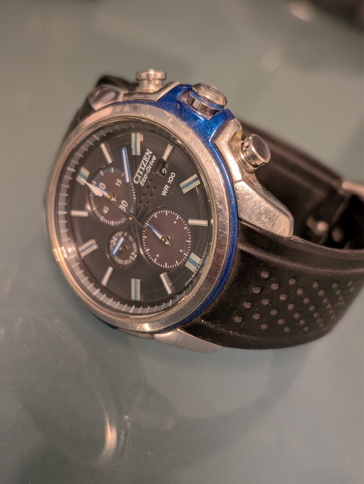 Citizen Eco-Drive mens watch B612-S082757 with Blue and Silver Case
