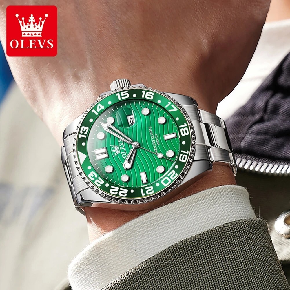 Waterproof Quartz Watch Men’s OLEVS Luminous Luxury Stainless Steel Men Strap