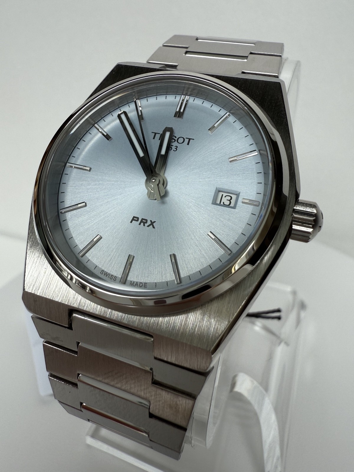 Tissot PRX T1372101135100 Quartz Watch 35mm Unisex Light Blue Dial Box & Papers