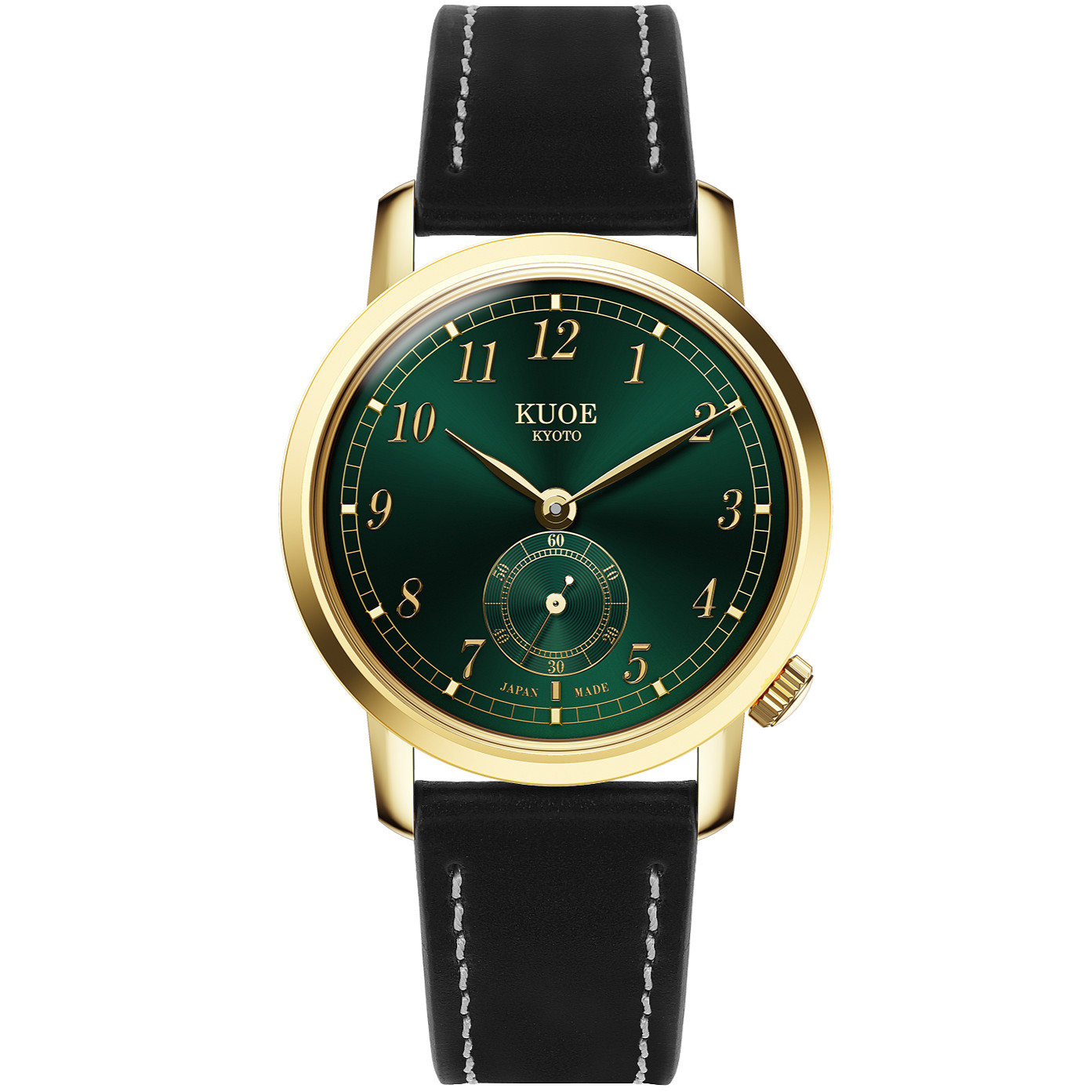 KUOE KYOTO OLD SMITH 90-007 Small Seconds Automatic Green Dial Black Strap 35mm