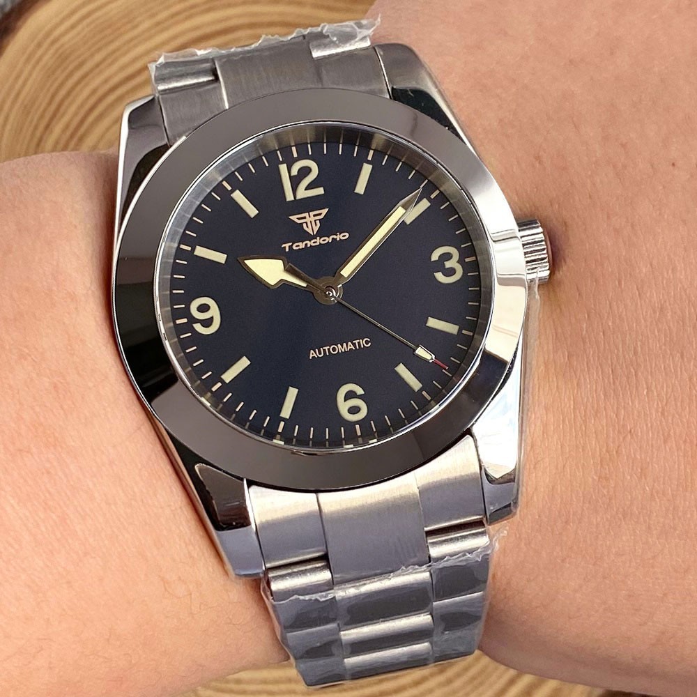 Tandorio 36mm/39mm Explorer Style Sapphire Automatic Men Watch NH35 Glide Clasp