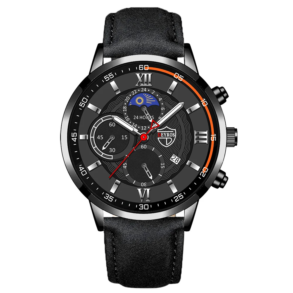 Men’s Classic Analog Quartz Watch with PU Leather Strap – Perfect Gift for Him