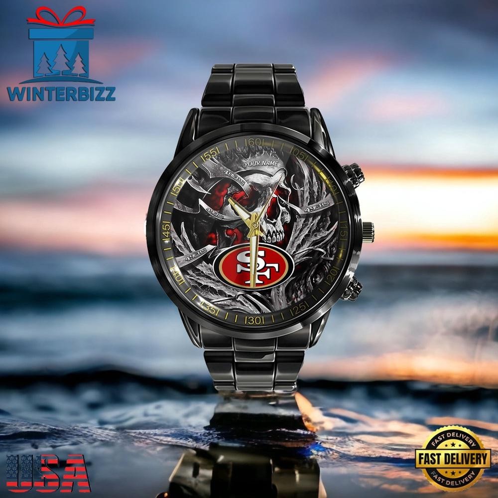 Custom Name San Francisco Football Team 49erss Men Black Stainless Steel Watch