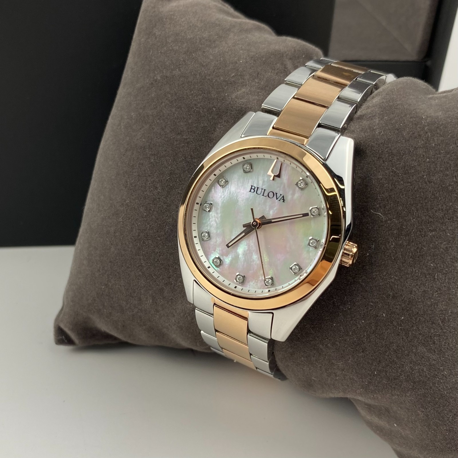 Bulova Surveyor 98P207 Women’s Watch Mother of Pearl White Dial Rose Gold