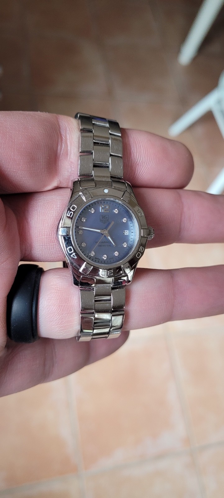 Tag Heuer WAF1419.BA0824 Womens Aquaracer Quartz Watch Diamonds Blue Purple 300M